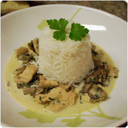 Chicken with Mushroom Cream and Basmati Rice - International Cooking Blog