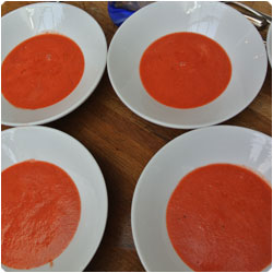 Watermelon Gazpacho with Shrimp - Cooking with Enrica Rocca